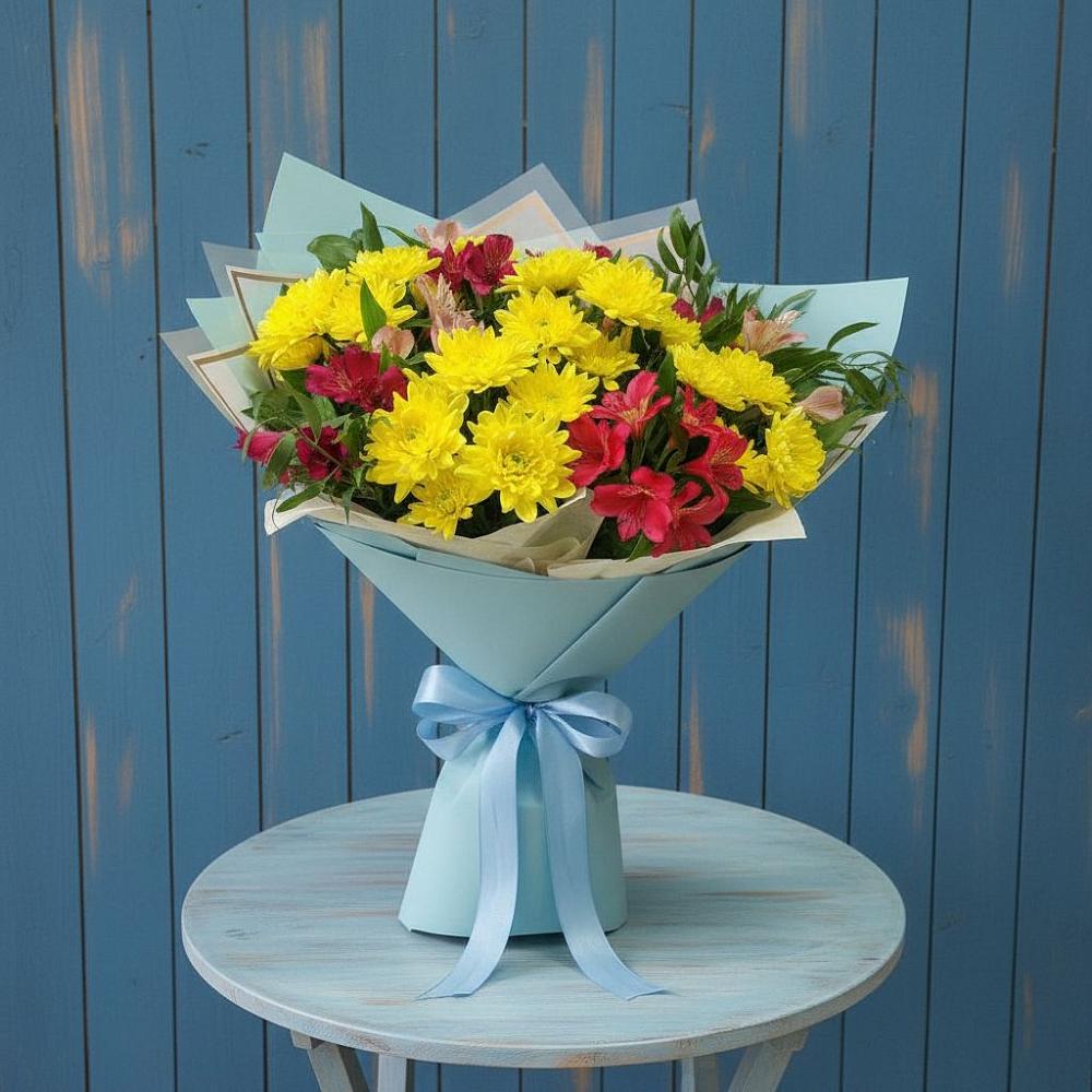 Букет цветов из: Альстромерии и Хризантемы в Афипсипе