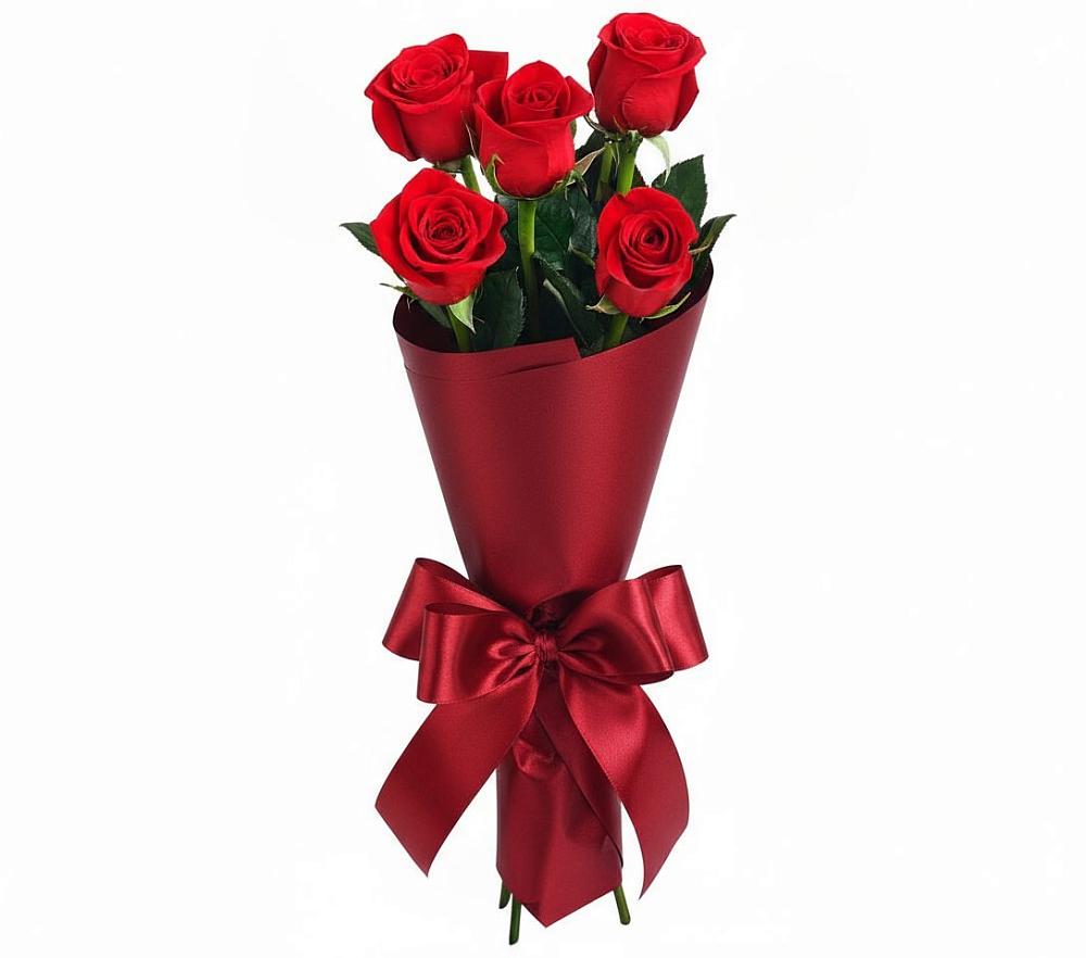 Букет 5 Красных роз Эдлесс Лав в Афипсипе