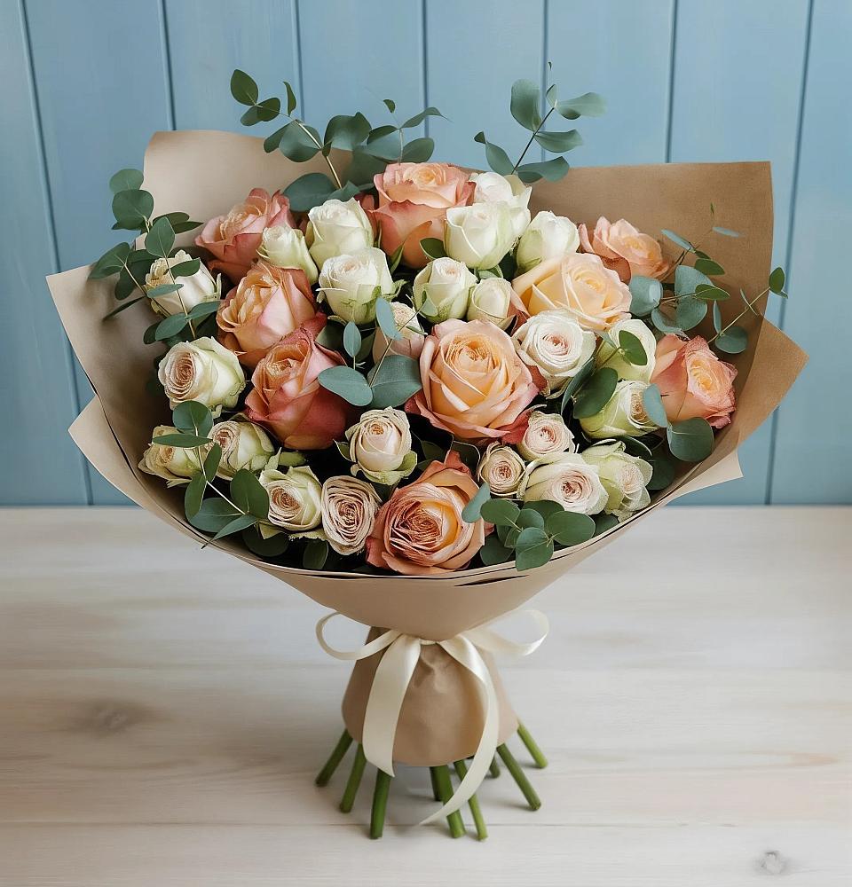 Букет цветов из: Альстромерии и Розы в Афипсипе