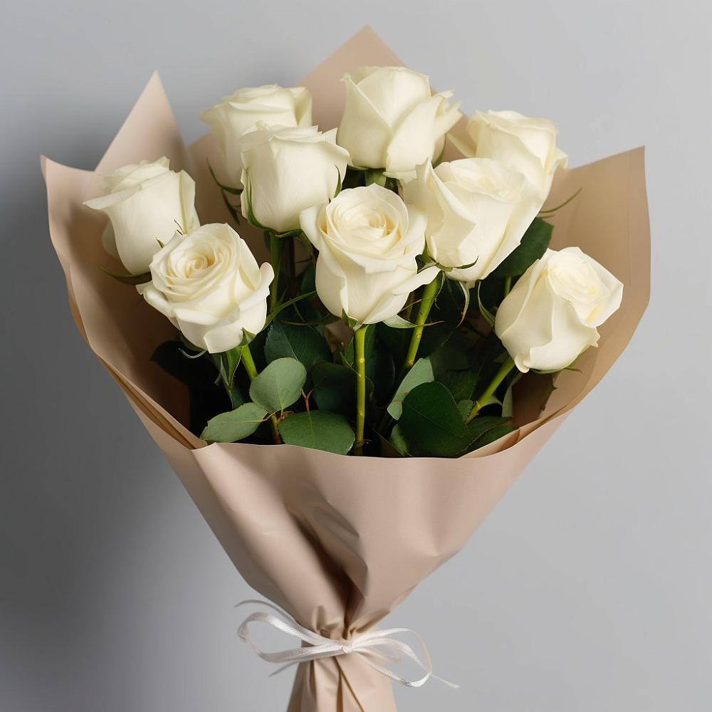 Букет 9 Белых роз Эдлесс Лав в Афипсипе