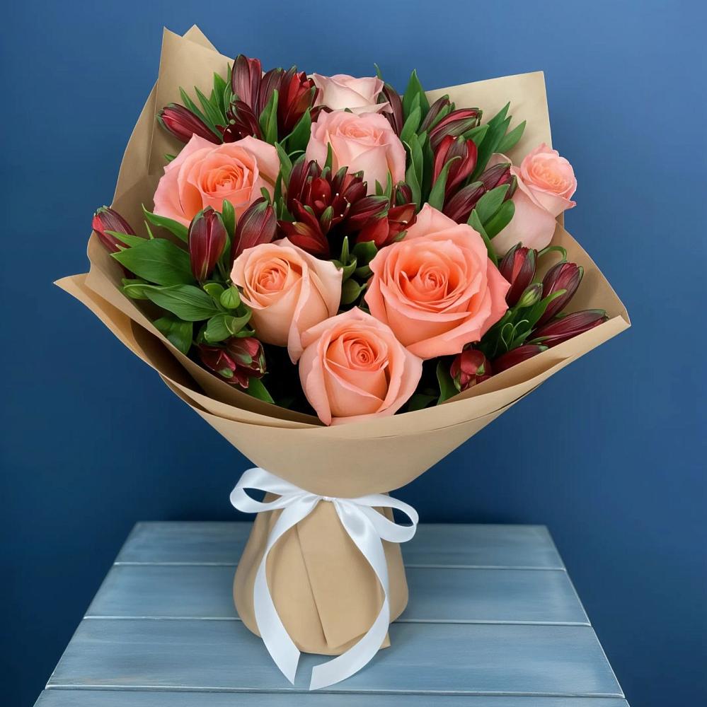 Букет цветов из: Розы и Альстромерии в Афипсипе