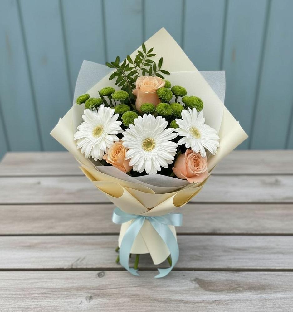 Букет цветов из: Герберы, Розы и Хризантемы в Афипсипе