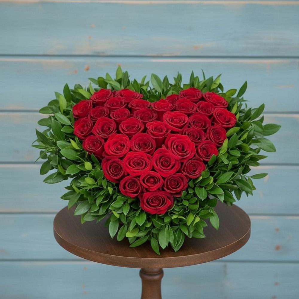 Цветочная композиция из Розы в виде сердца в Афипсипе