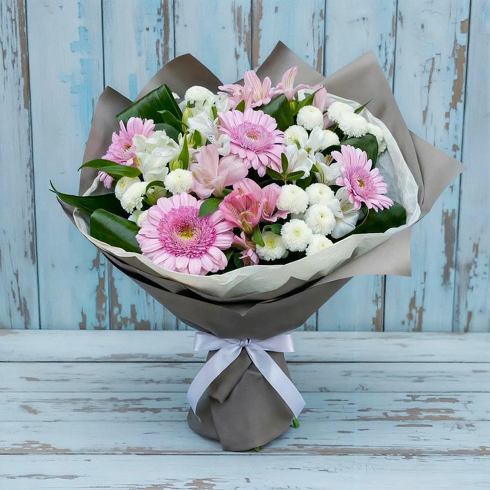 Букет цветов из: Герберы, Альстромерии и Хризантемы в Афипсипе